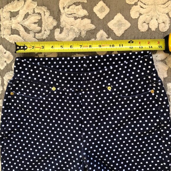 Michael, Michael Kors, Navy Blue w/White Polka Dot, Stretch Ponte Pants, Sz: Med - Picture 8 of 11